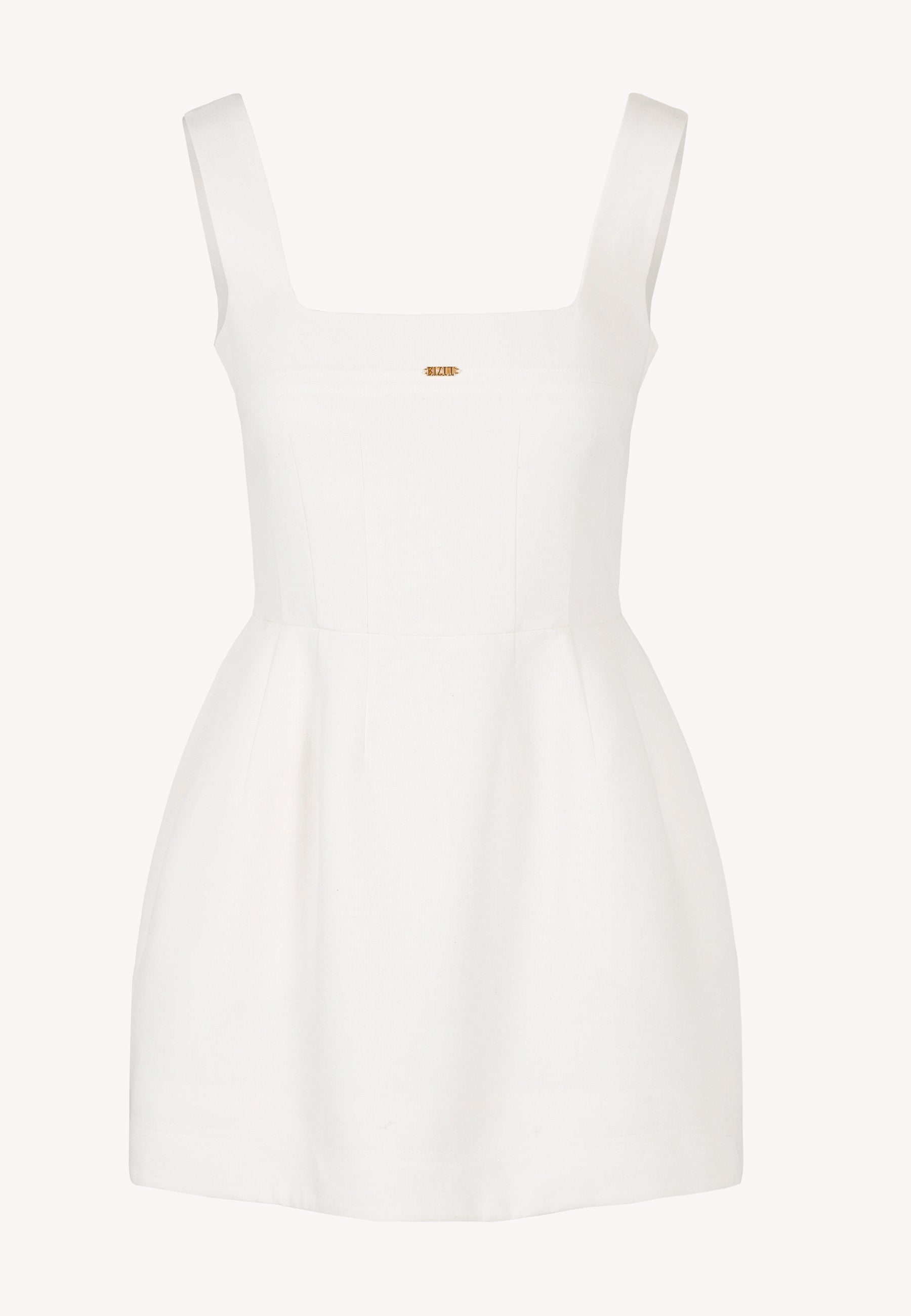 Mini sukienka na grubych ramiączkach NARBONA kremowa