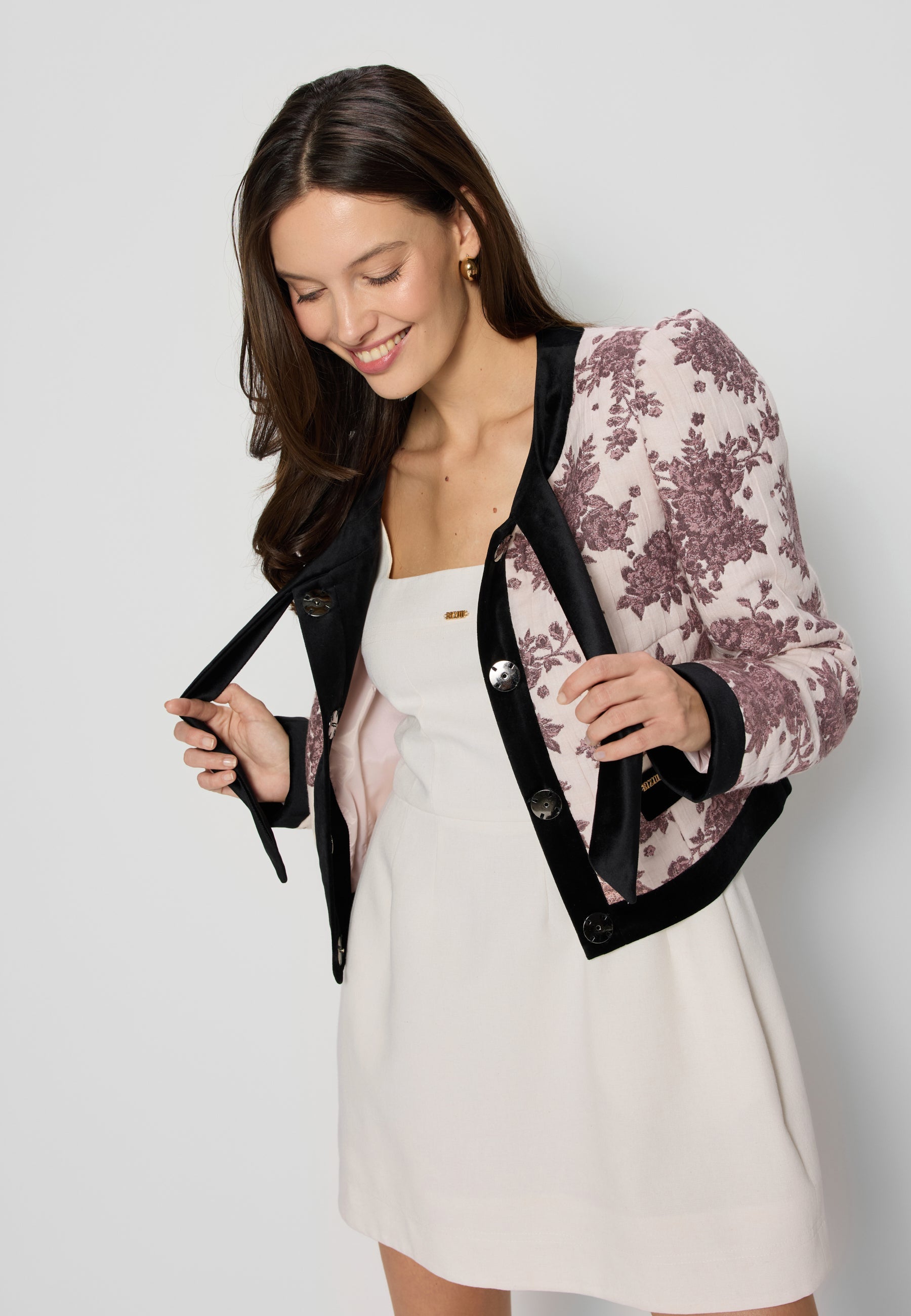 Mini sukienka na grubych ramiączkach NARBONA kremowa