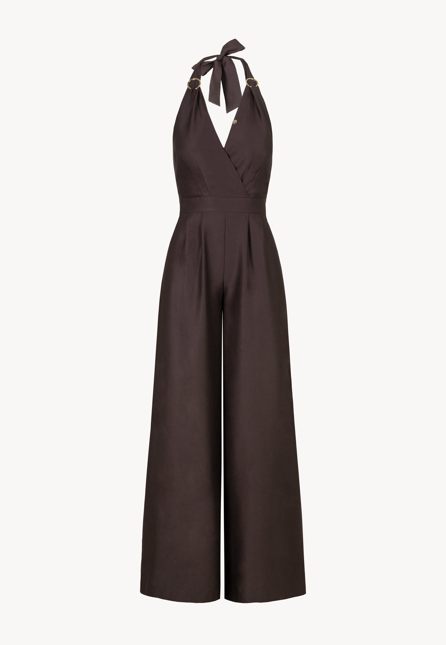 Brązowy kombinezon z domieszką lnu ARATIKA