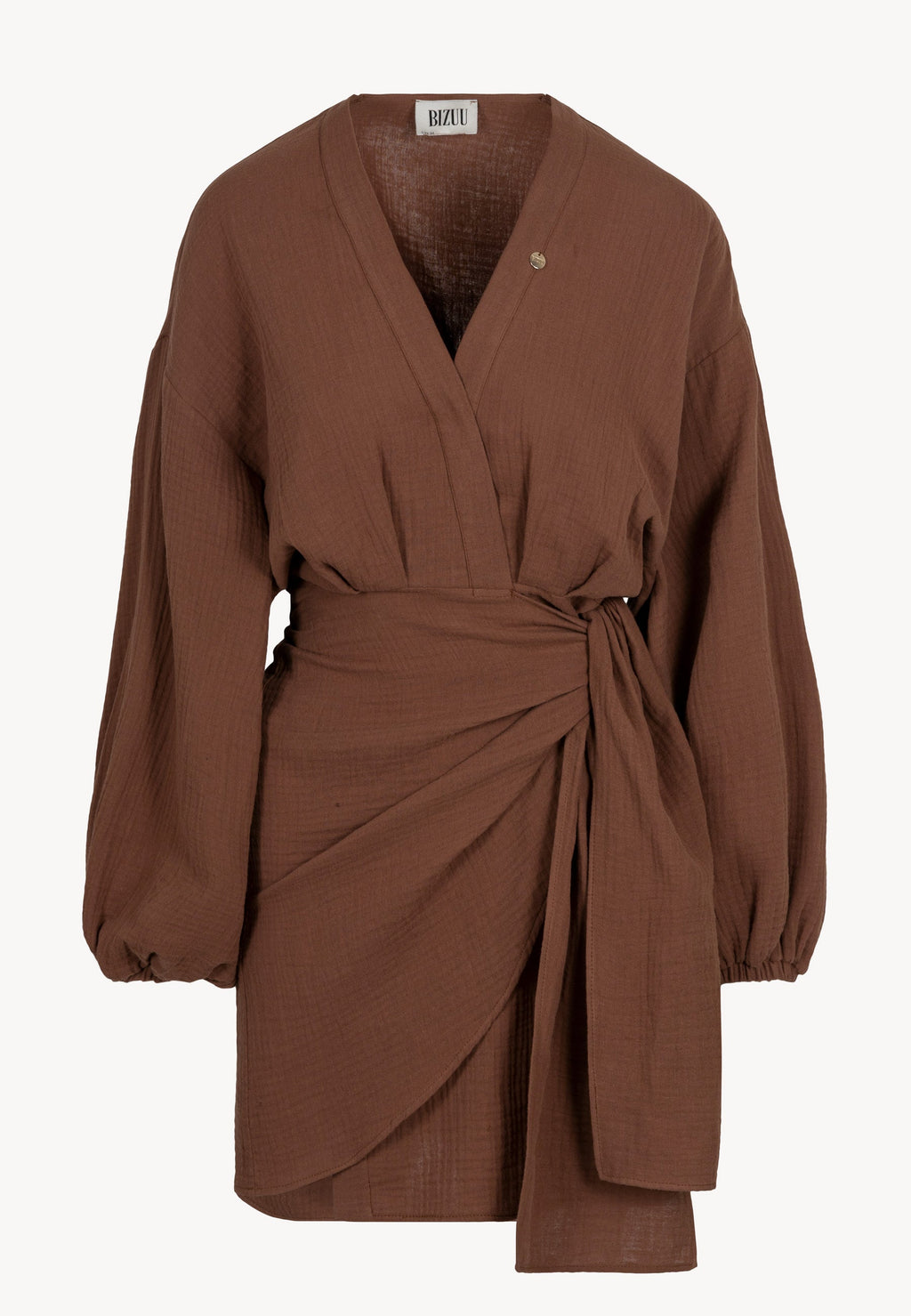 Brązowa sukienka mini z bawełny organicznej MOULINS