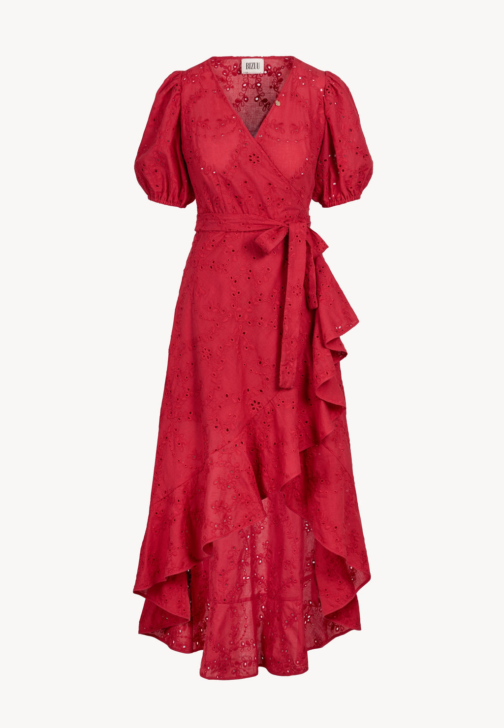 Czerwona sukienka wiązana w pasie MONARDA