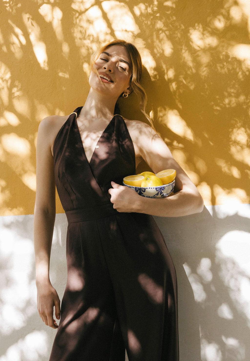 Brązowy kombinezon z domieszką lnu ARATIKA