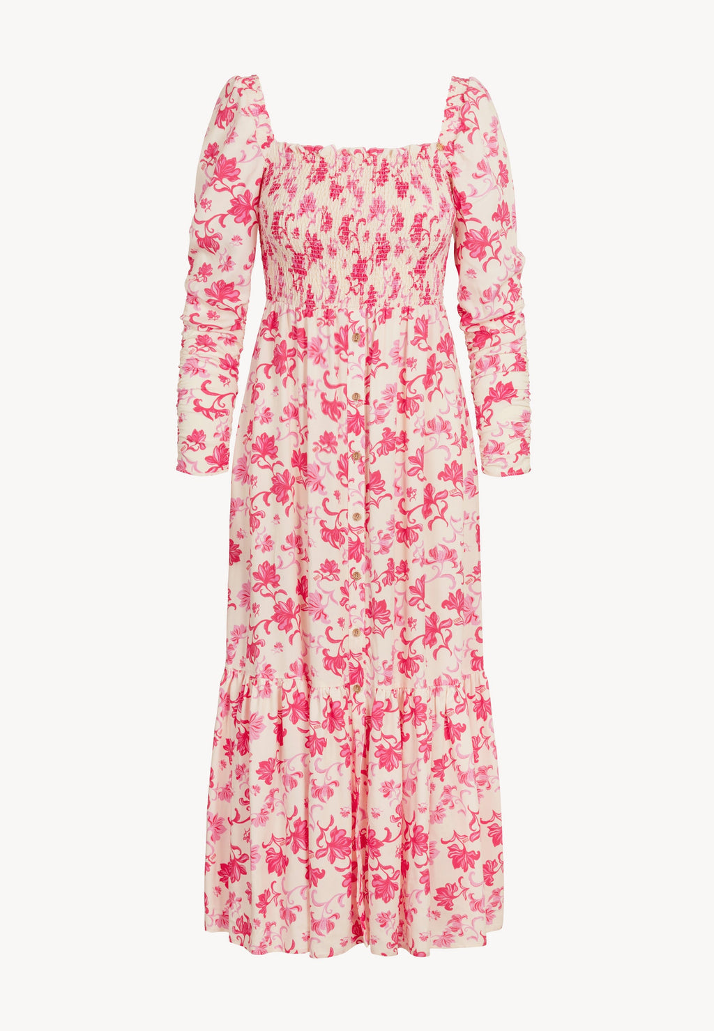 Czerwona sukienka midi w autorski print PATRYA