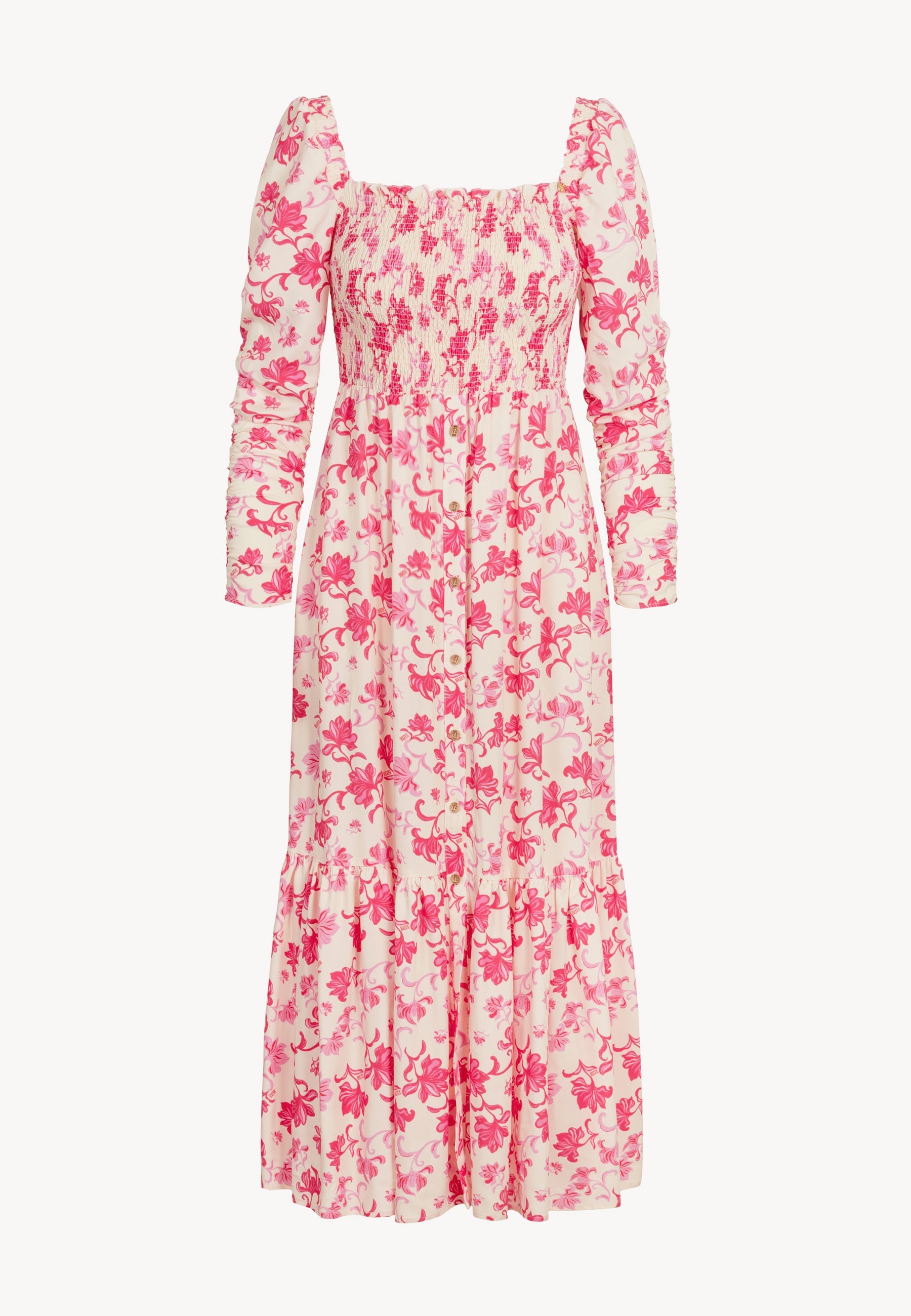 Czerwona sukienka midi w autorski print PATRYA