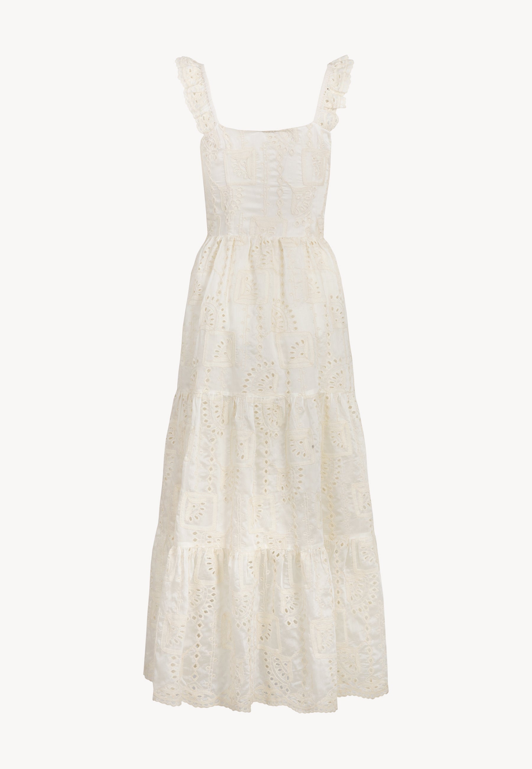 Kremowa sukienka z wiązaniem w dekolcie ROCHELLE