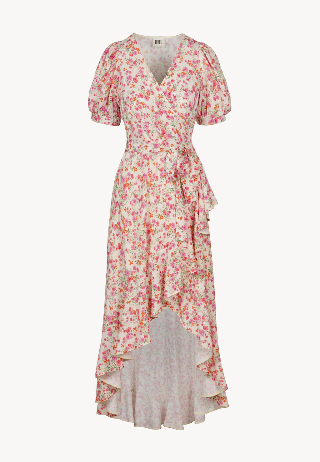 Kopertowa sukienka z ozdobną falbanką ISLAY multikolor