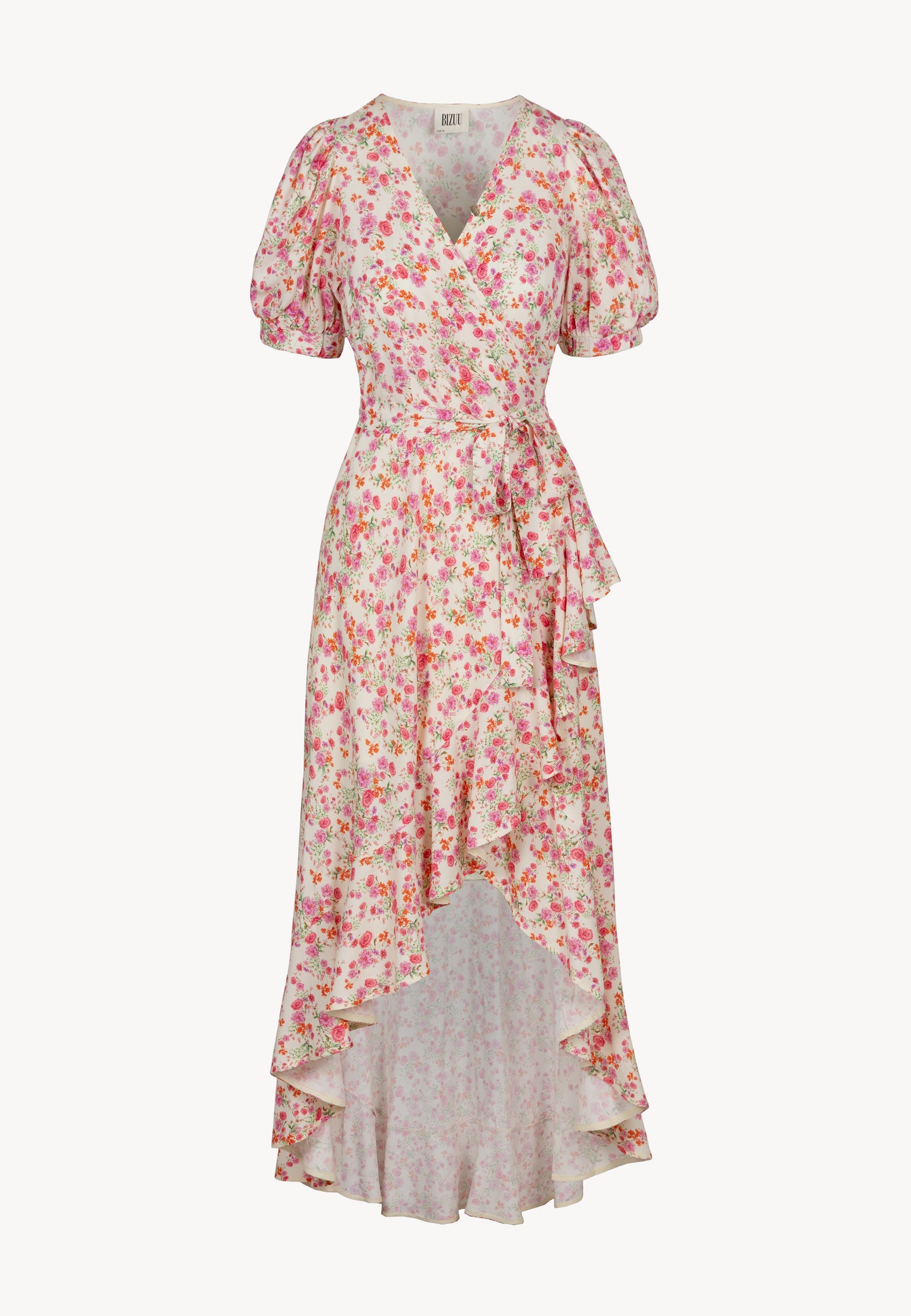 Kopertowa sukienka z ozdobną falbanką ISLAY multikolor