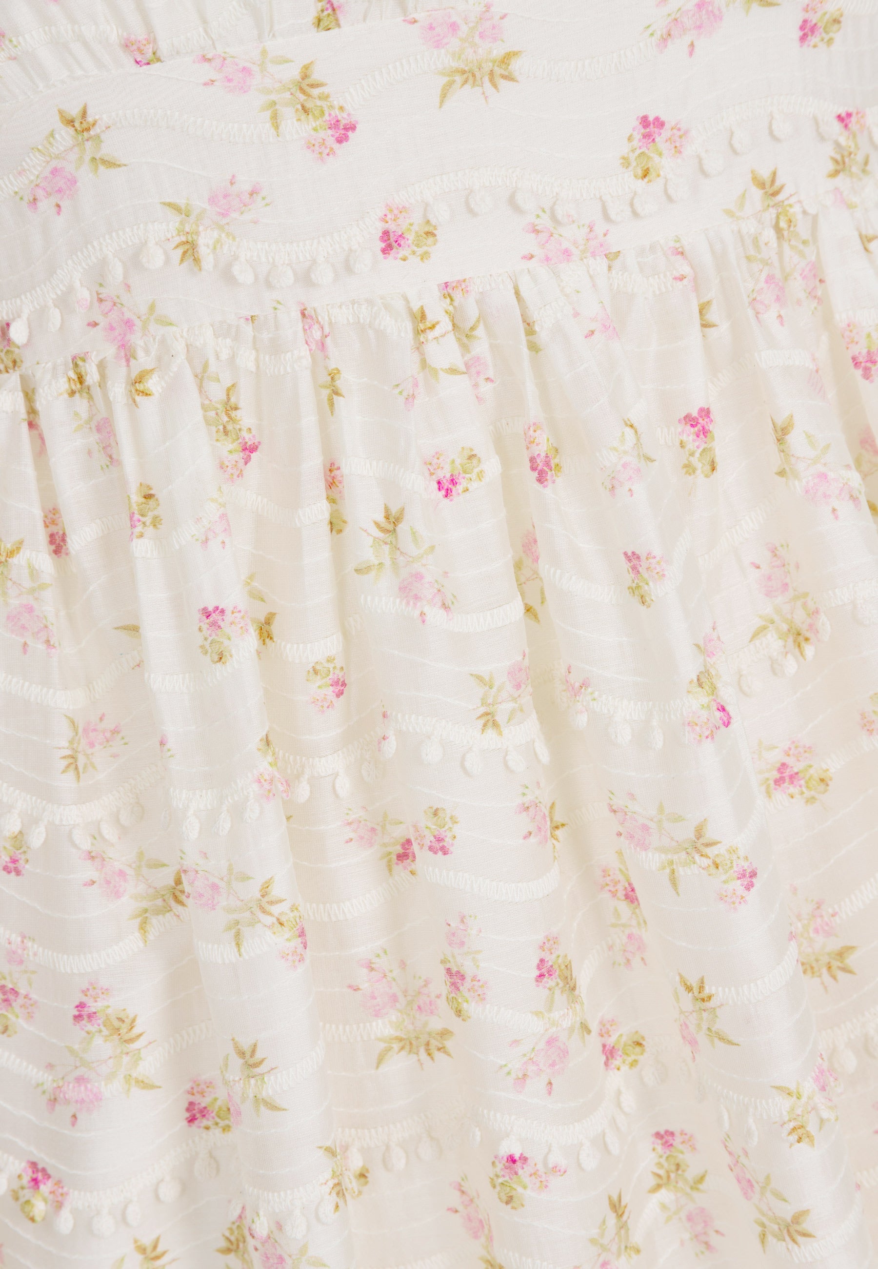 Kremowa sukienka maxi w autorski print FIFFI