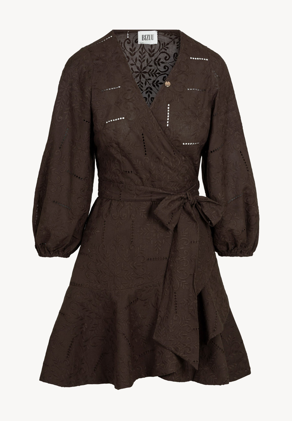 Kopertowa sukienka mini AMBROSIA brązowa