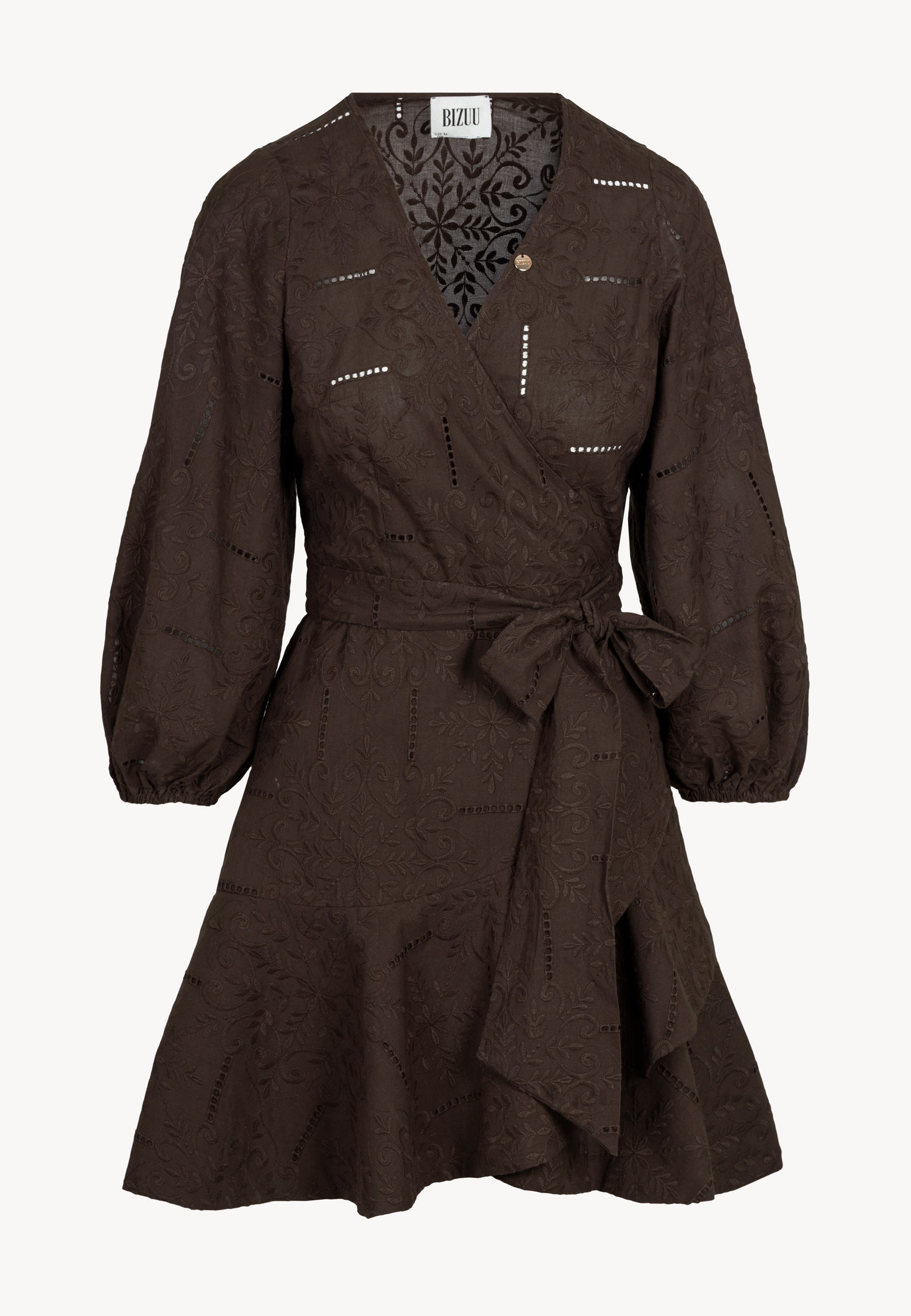 Kopertowa sukienka mini AMBROSIA brązowa