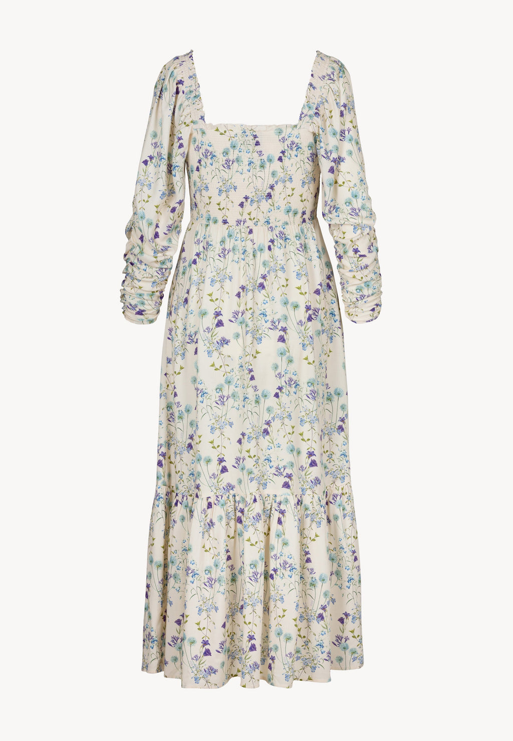 Kremowa sukienka midi w autorski print PATRYA