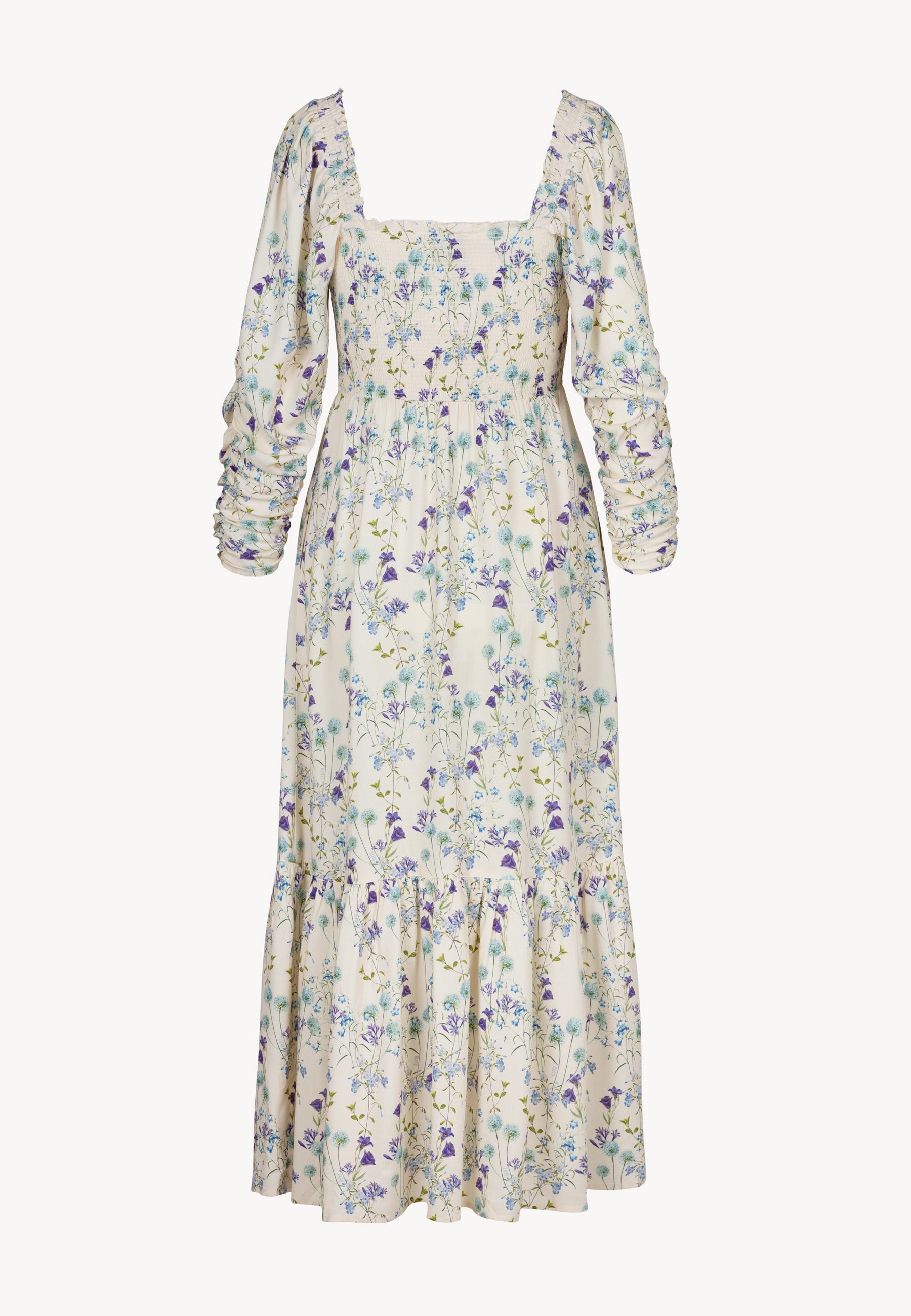 Kremowa sukienka midi w autorski print PATRYA