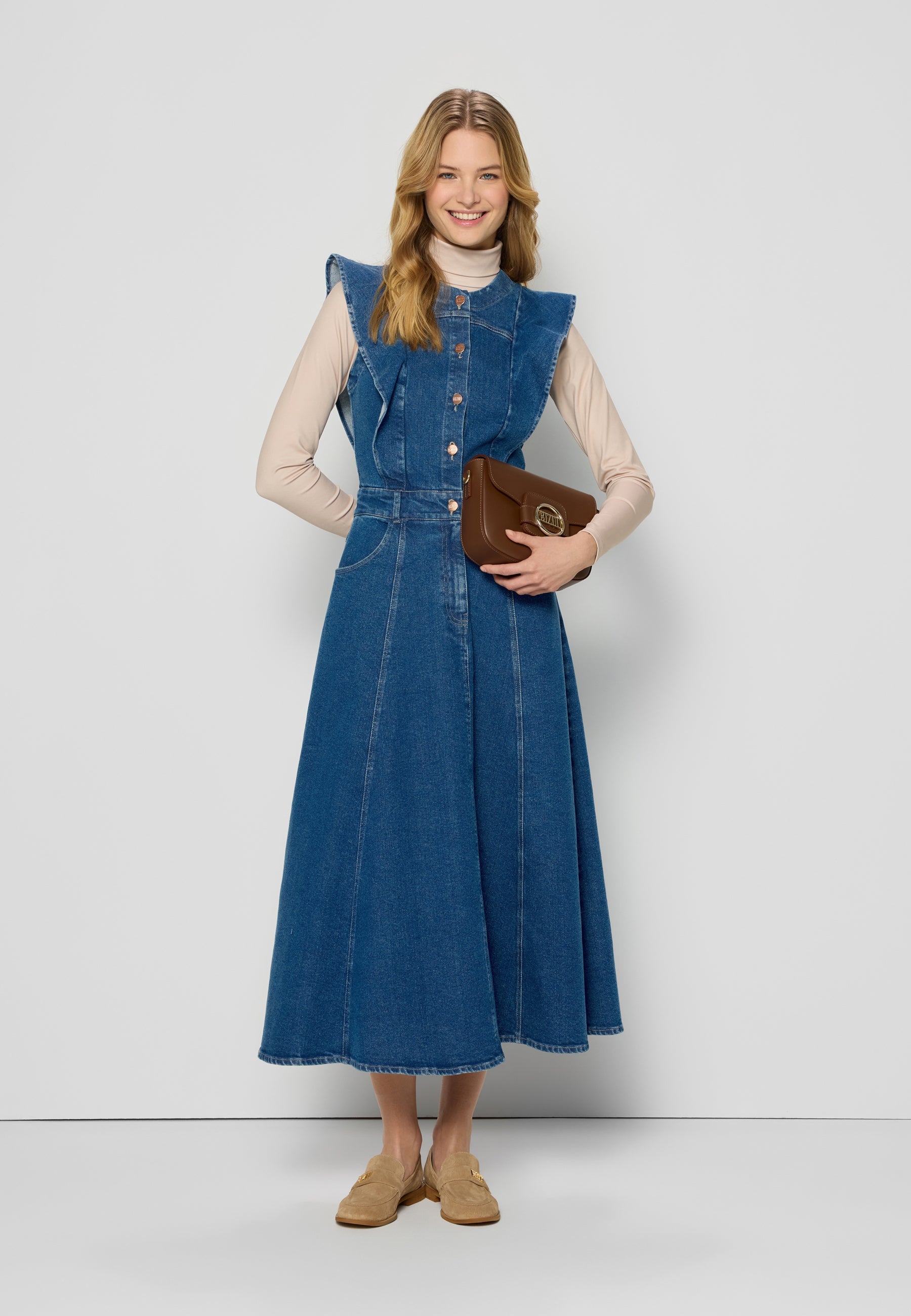 Midi sukienka jeansowa AIDEN niebieski