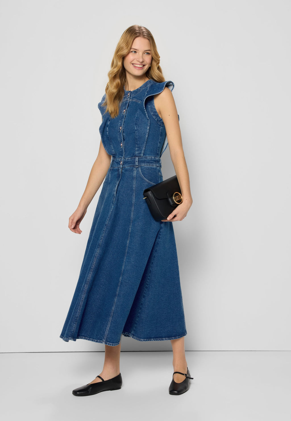 Midi sukienka jeansowa AIDEN niebieski