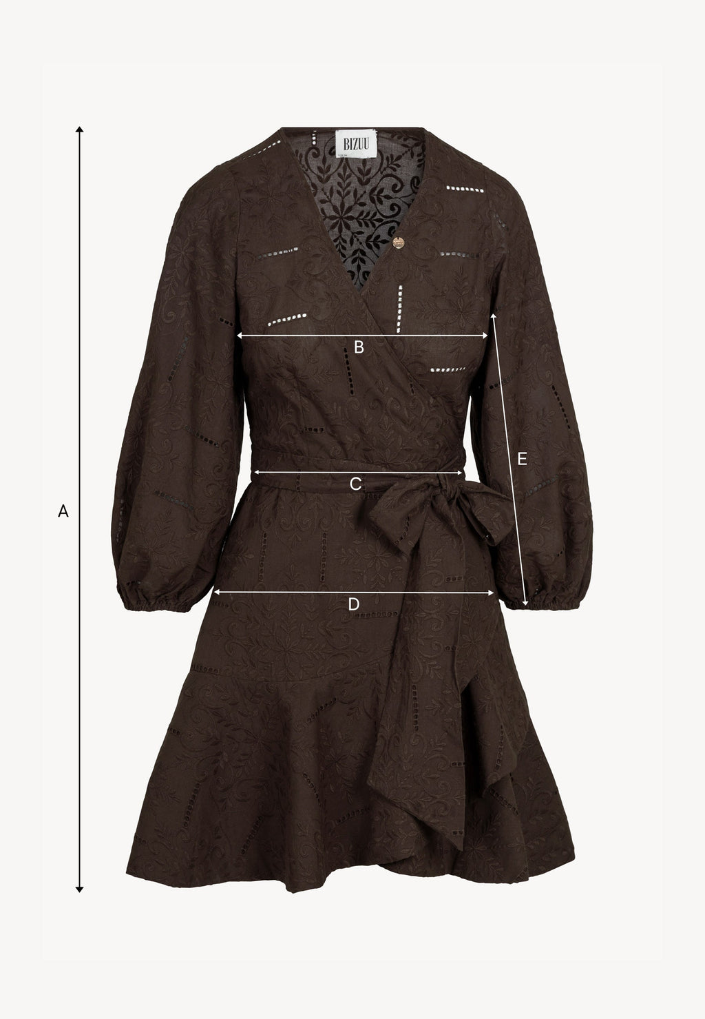 Kopertowa sukienka mini AMBROSIA brązowa