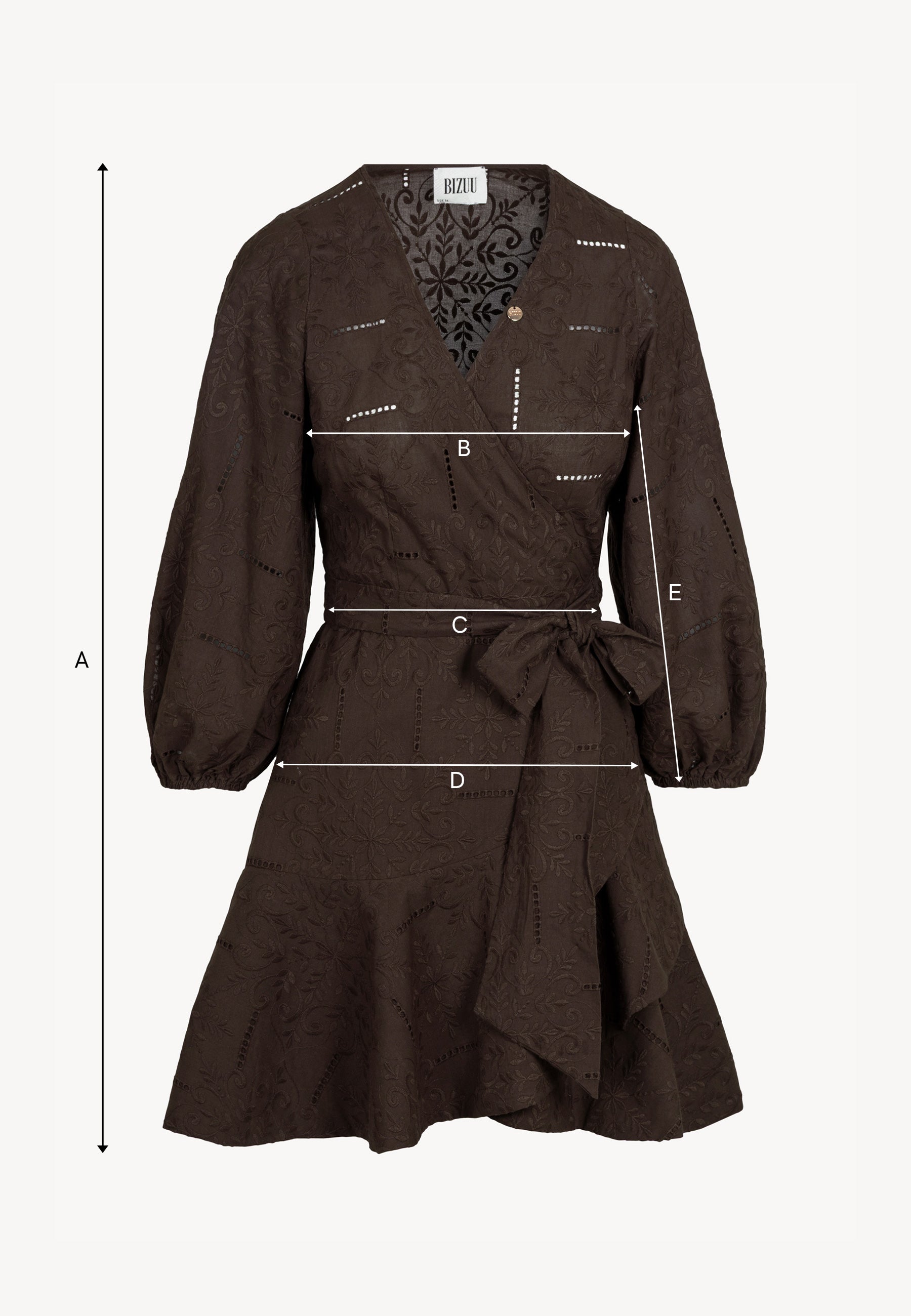 Kopertowa sukienka mini AMBROSIA brązowa