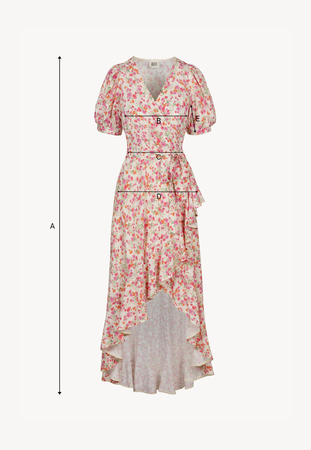 Kopertowa sukienka z ozdobną falbanką ISLAY multikolor