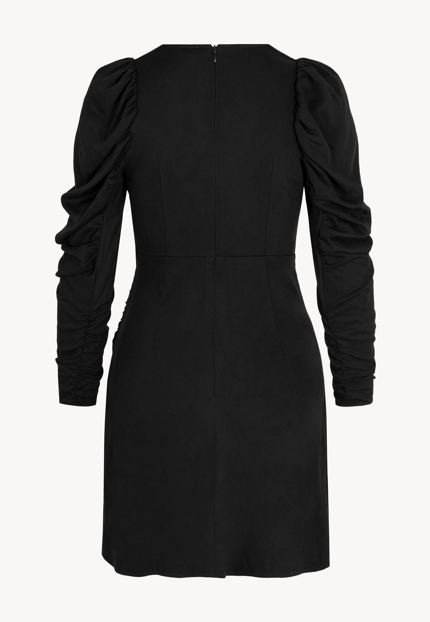 Czarna sukienka w ozdobnym marszczeniem LAZA