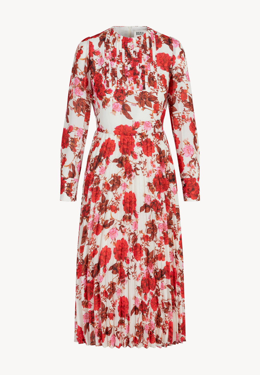 Midi sukienka z plisowanym dołem NYLA kremowy