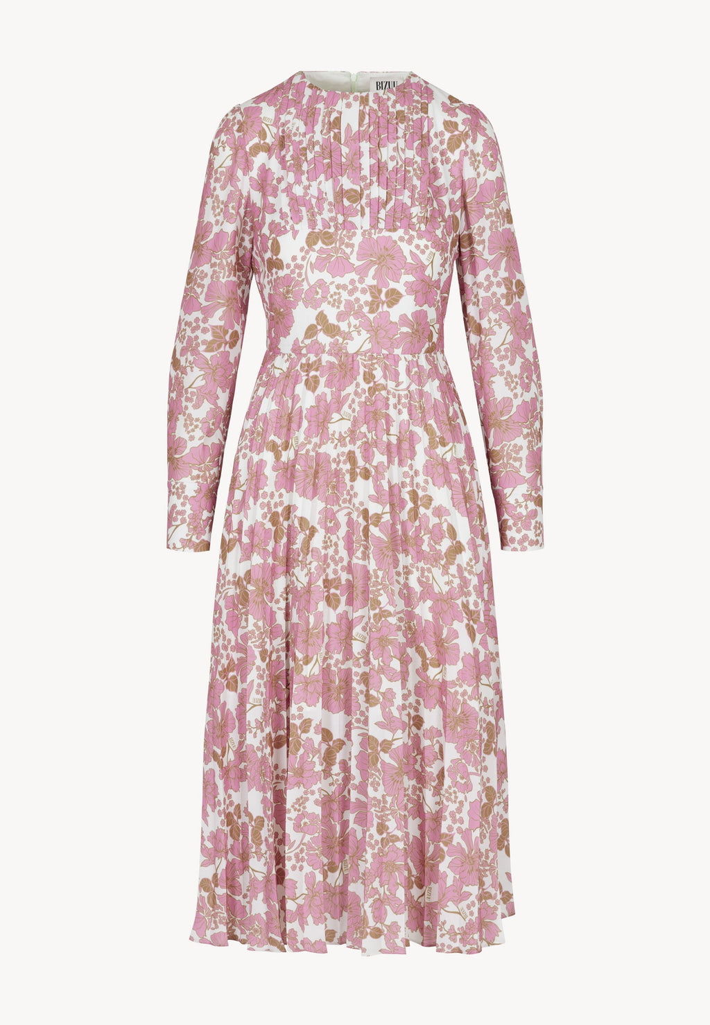 Midi sukienka z plisowanym dołem NYLA różowa