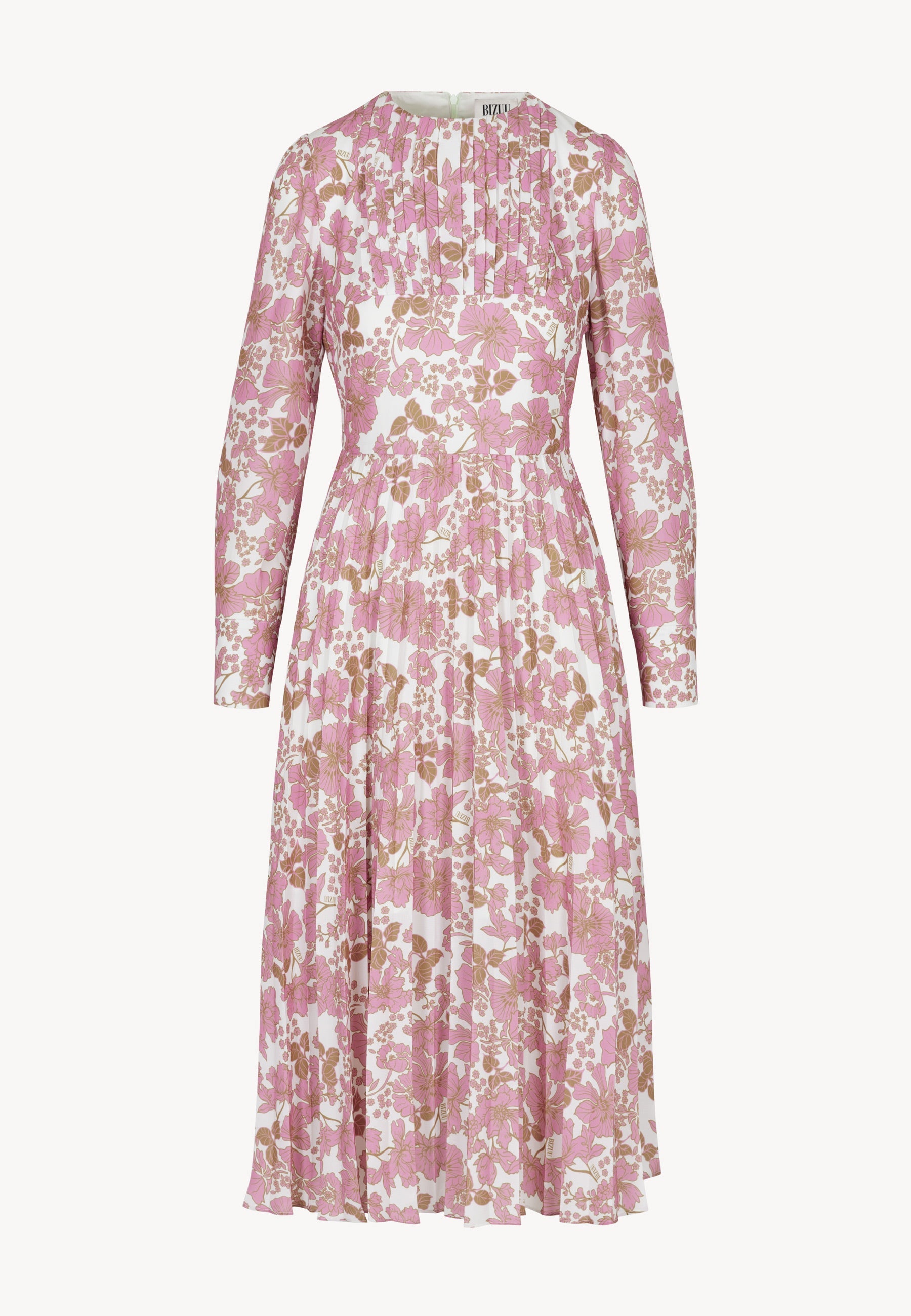 Midi sukienka z plisowanym dołem NYLA różowa