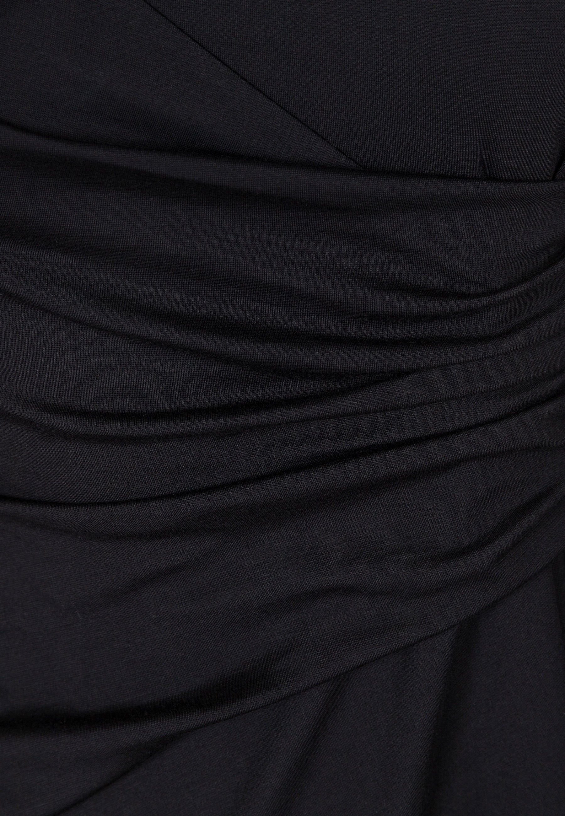 Czarna sukienka z marszczeniem na brzuchu SALOMEI