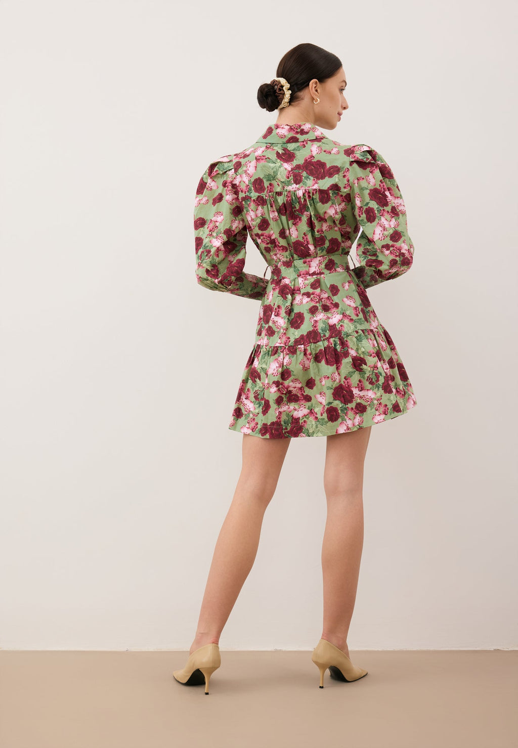 Mini sukienka z bawełny w autorski print SOREZIA zielona