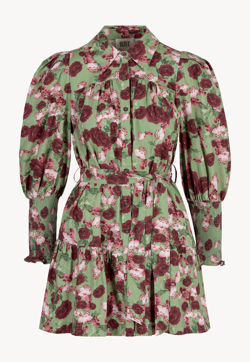 Mini sukienka z bawełny w autorski print SOREZIA zielona