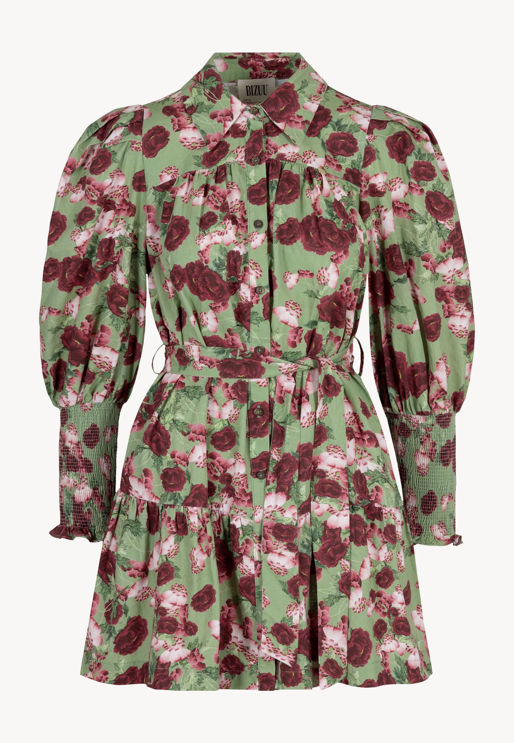 Mini sukienka z bawełny w autorski print SOREZIA zielona