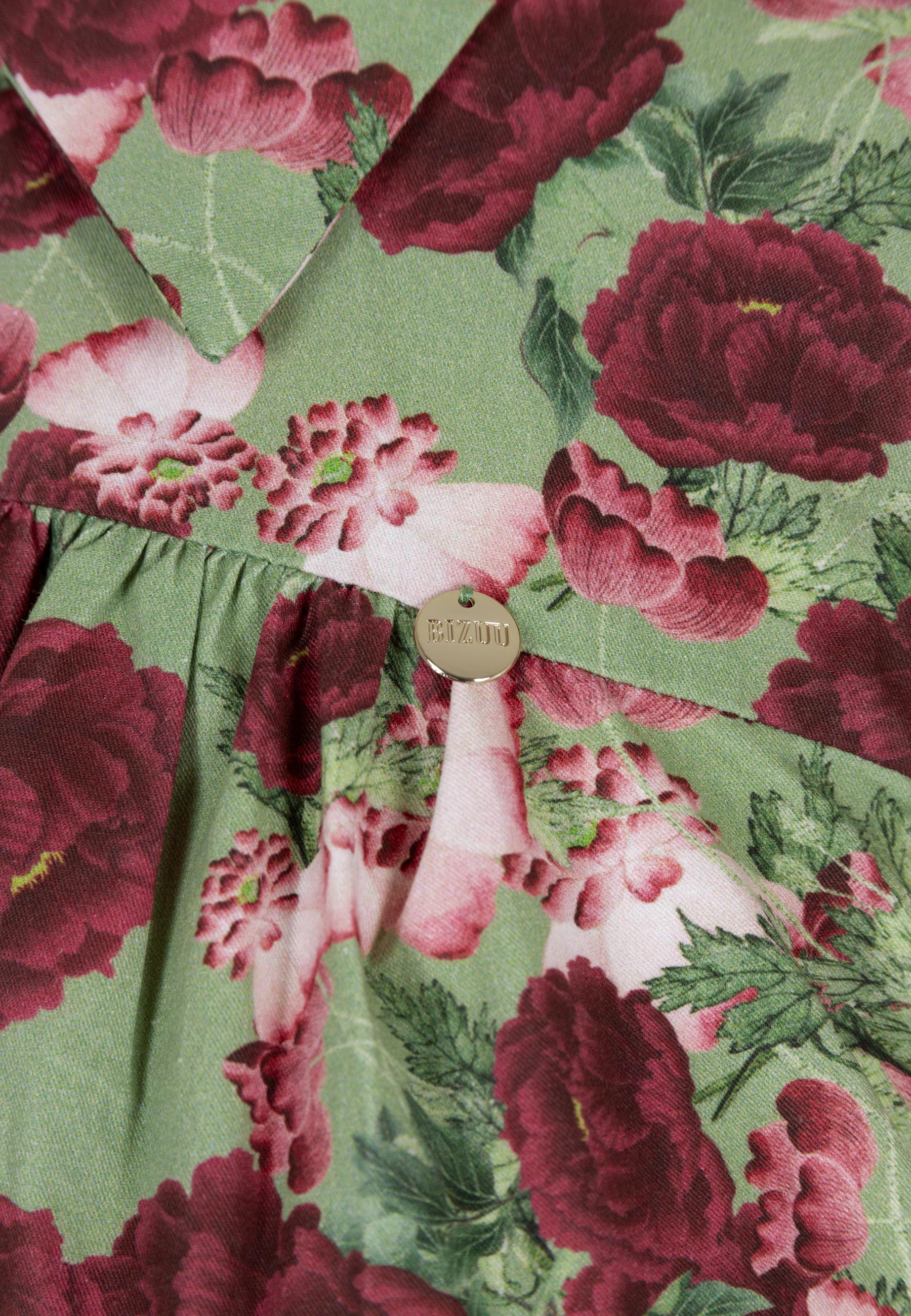 Mini sukienka z bawełny w autorski print SOREZIA zielona