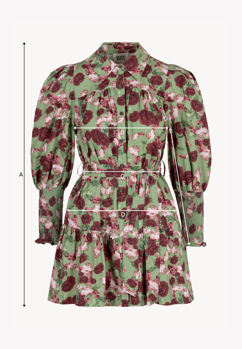 Mini sukienka z bawełny w autorski print SOREZIA zielona