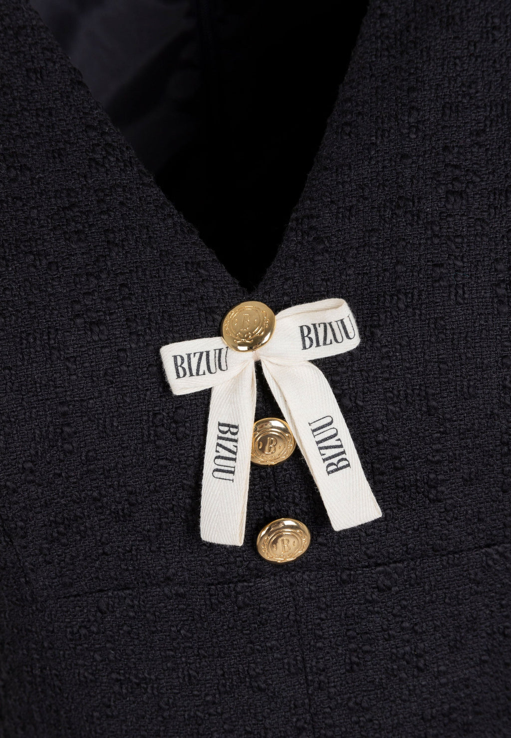 Sukienka mini z tkaniny typu tweed TIBA czarna