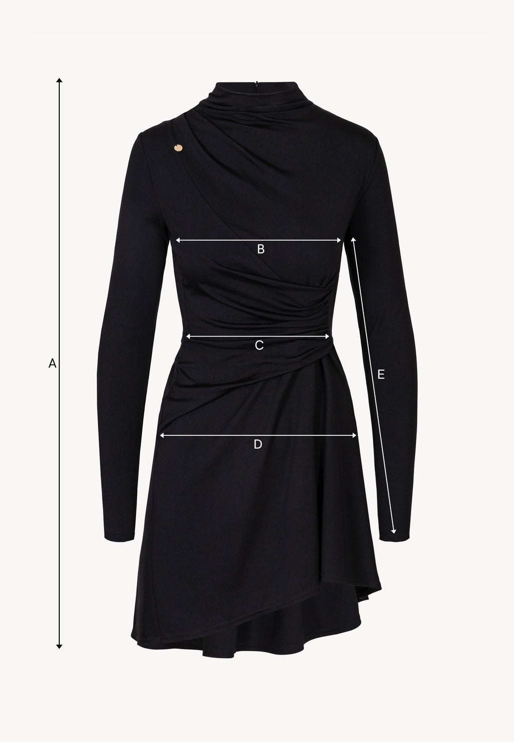 Czarna sukienka z marszczeniem na brzuchu SALOMEI