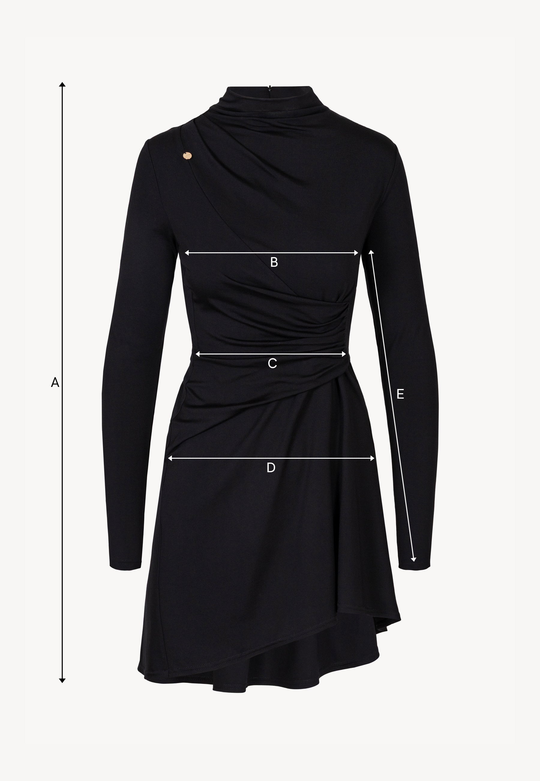 Czarna sukienka z marszczeniem na brzuchu SALOMEI